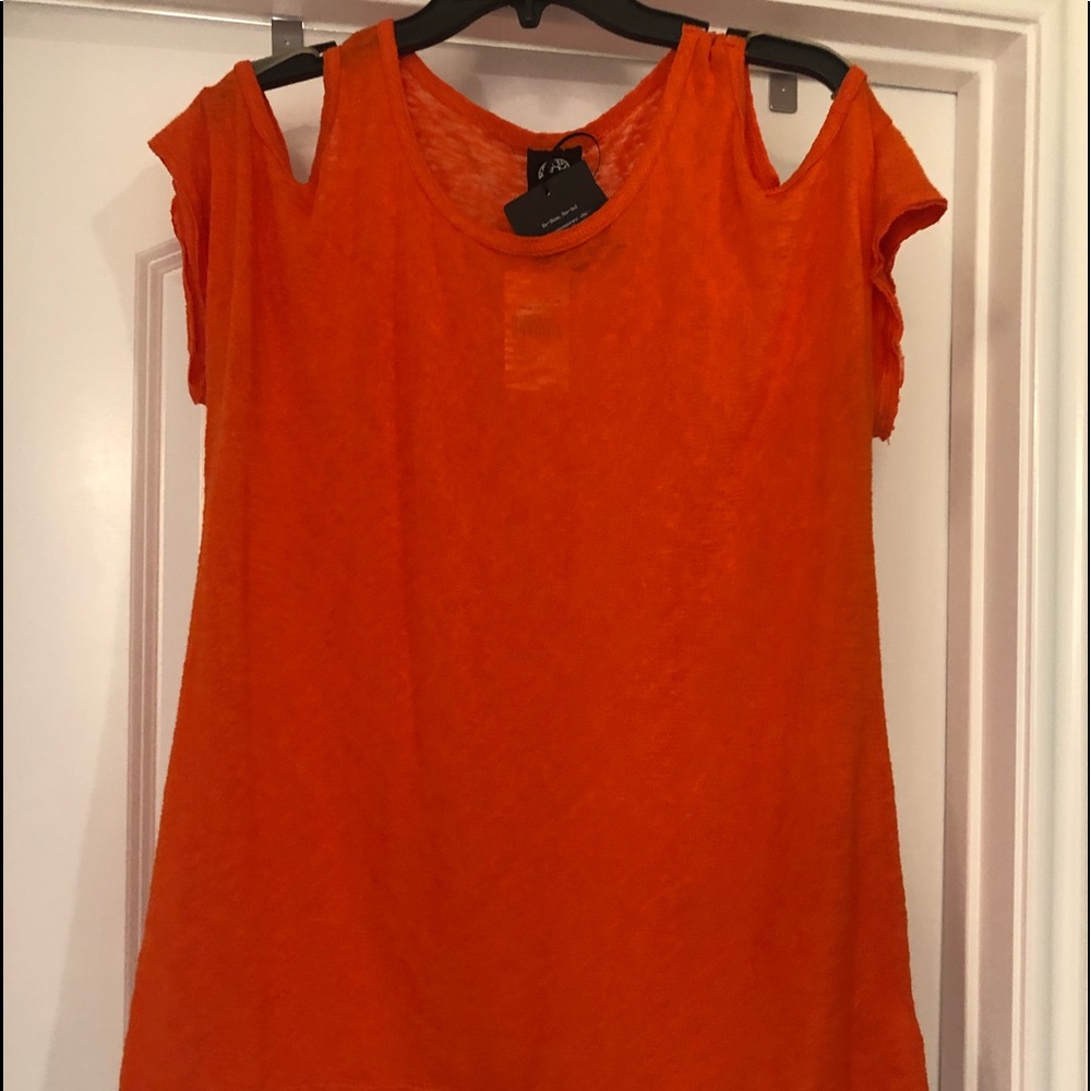 Orange cold shoulder top